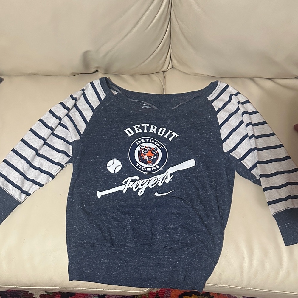 Detroit Tigers Women’s Raglan Shirt - Blue and White